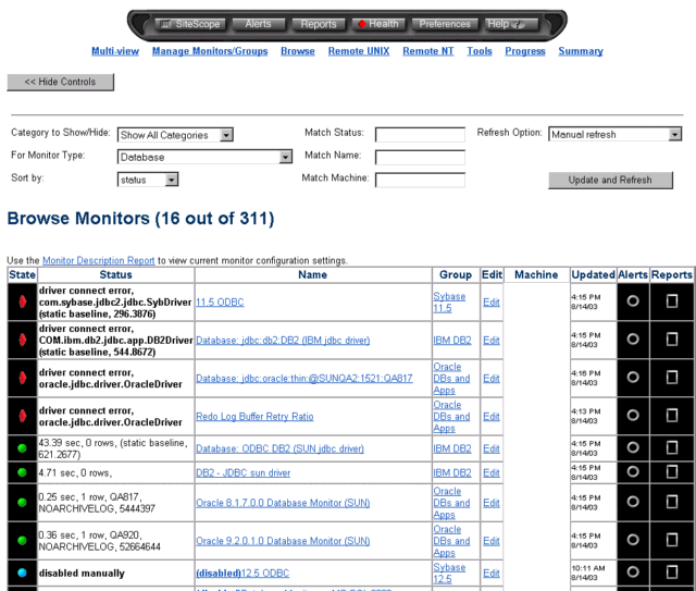 SiteScope Monitor Browser