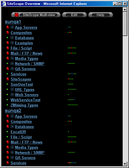 image of SiteScope Multiview panel 