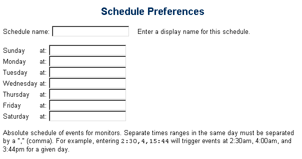 SiteScope Schedules Table